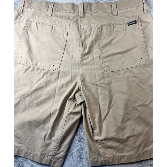 Eddie Bauer Mens Tan Canvas Utility Shorts Outdoor Casual Comfort - Picture 3 of 11
